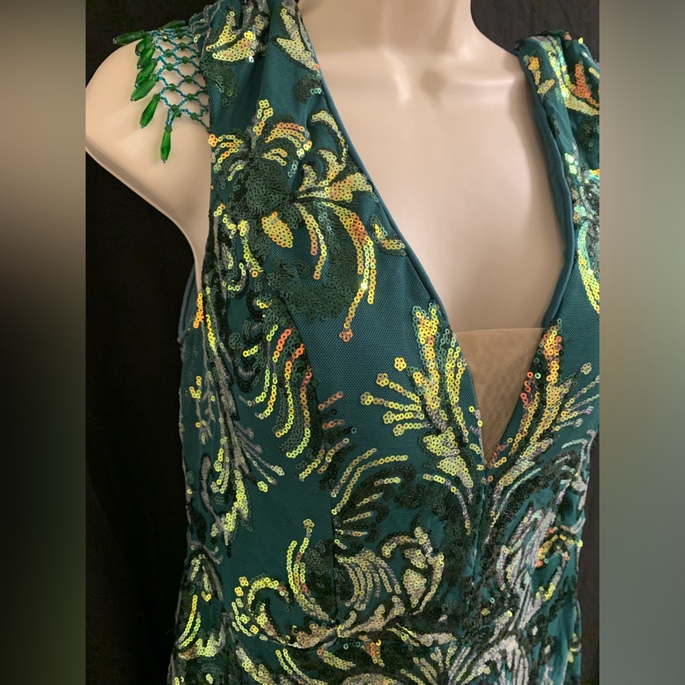 Green Sequin Embellished Dress